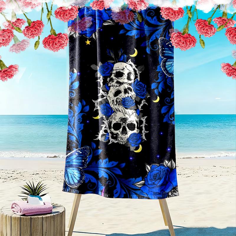 Gothic Skull Print Beach Towel, Large Soft Quick Dry Towel for Beach Camping Swimming