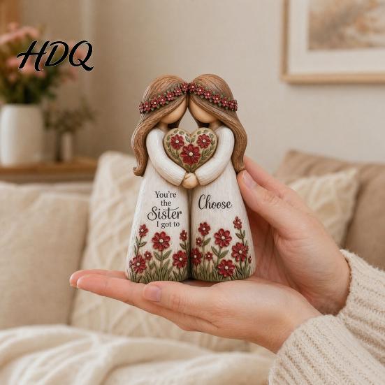 Best Friend Statue Sisterhood Statue Sisters Forever Handcrafted Resin Sculpture with 2 Sister Bond Decoration 3 4 Figurines Friendship Gifts for