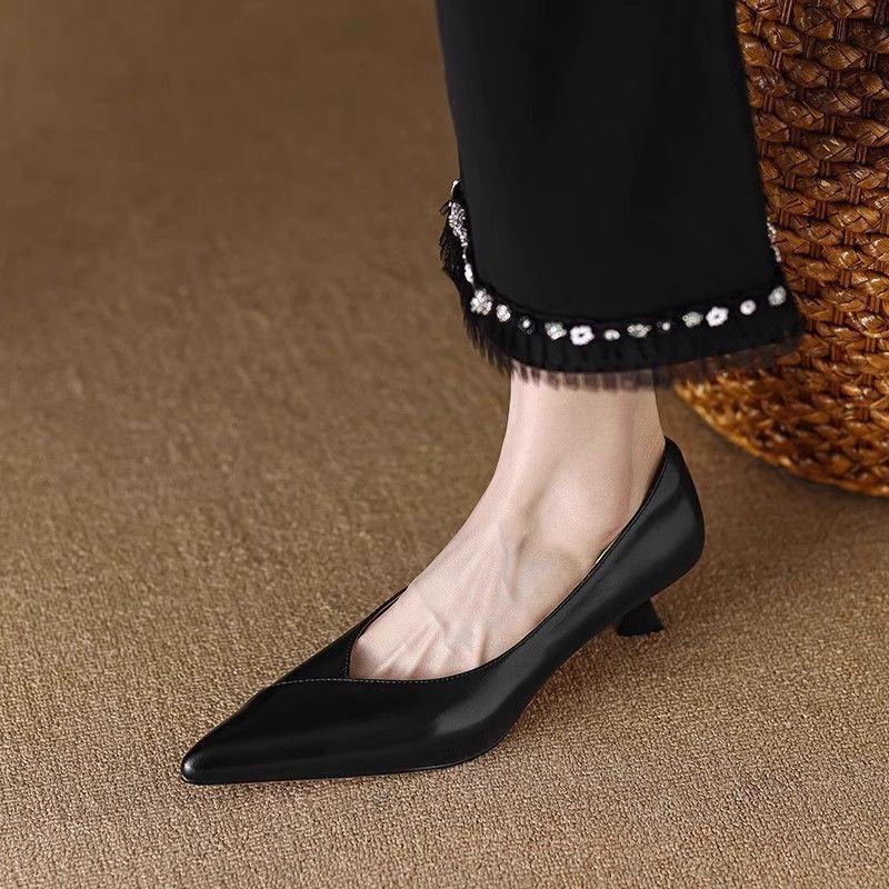 Japanese non-slip soft sole not tired feet single shoes Internet celebrity fairy wind small fragrant wind pointed head wear high heels