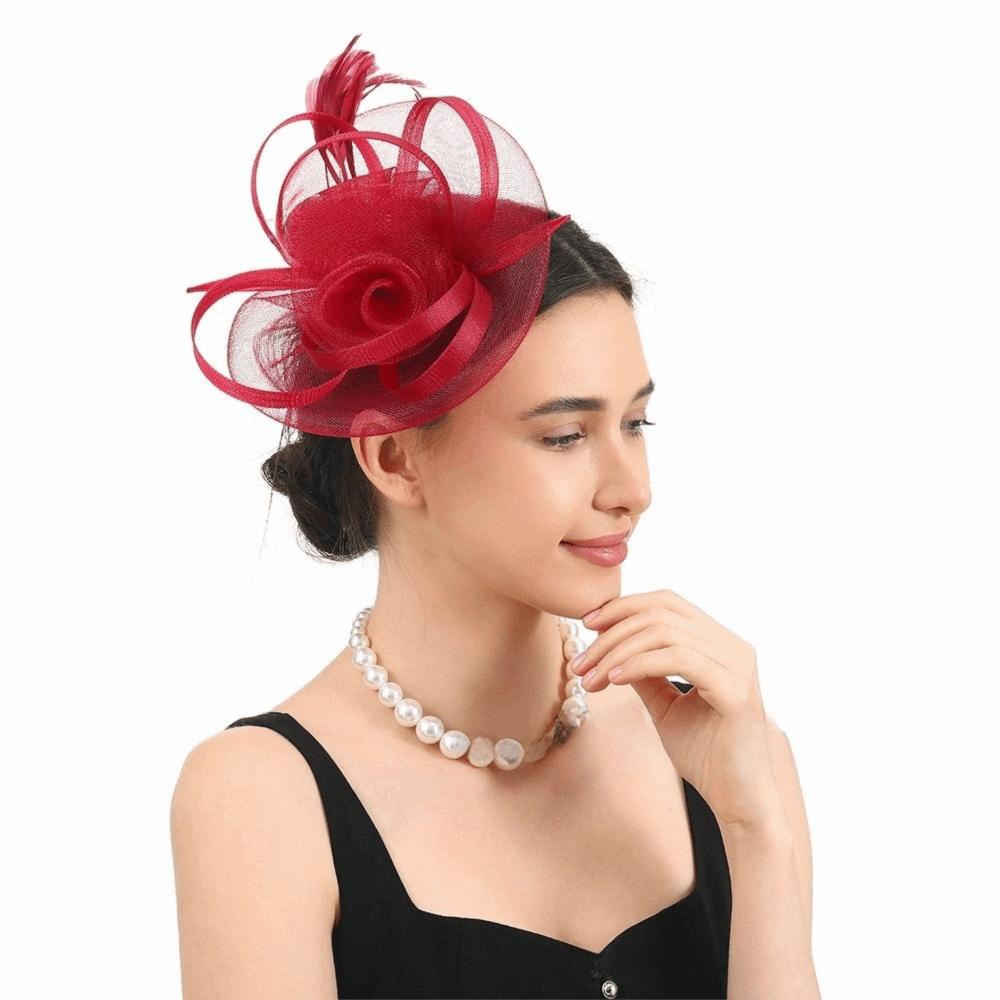 Vintage síťovaná pokrývka hlavy Pírková svatební pokrývka hlavy Elegantní fascinátor Klobouk pro dostihové události