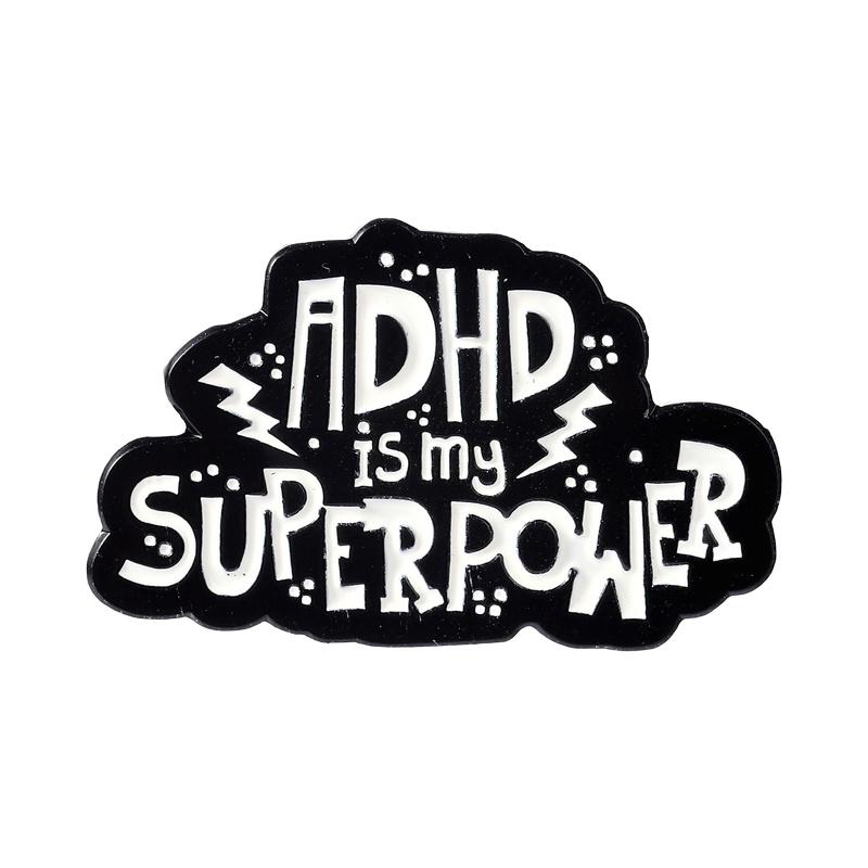 

ADHD is My Superpower Enamel Pin Cartoon Brooch Black Lapel Badge Interesting Backpack Jewelry Gift For Friends
