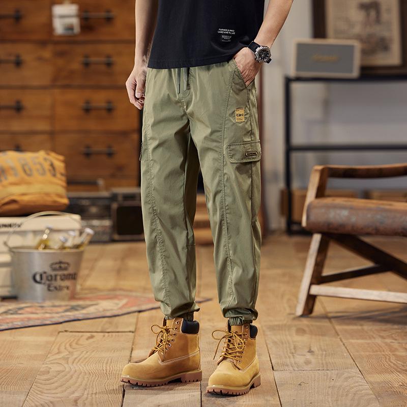 

Мужские узкие прямые рабочие брюки со средней посадкой и завязками на шнурке — корейский стиль, удобные, большого размера, модные, универсальные. 4XL (95 kg)