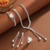 4PC Simple Necklace Earrings Bracelet Ring Set Sparkling Women's Fashion Jewelry Kit  Gift