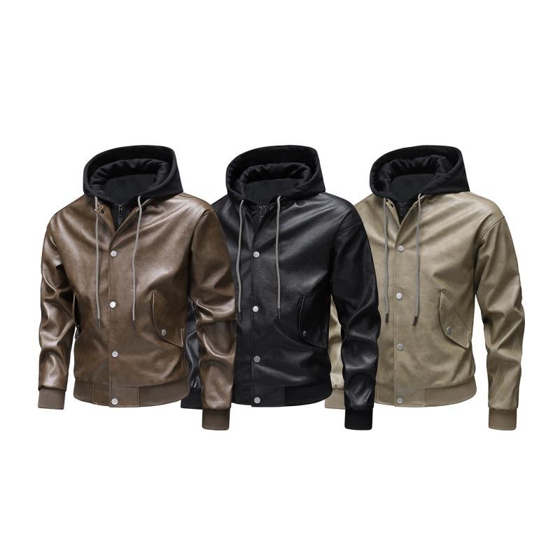 Winter New Leather Men's Loose and Handsome Motorcycle Suit Casual Collar Leather Jacket Joker Coat Men's Style