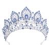 Vintage Opal Blue Crown Big Diadem Bride Crowns for Women Tiaras Wedding Dress Crown Hair Jewelry Princess Birthday Headdress