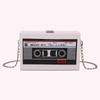Vintage Radio Shape Satchel Bag Luxury Mini Chain Crossbody Bags PU Leather Tape Recorder Print Storage Box Women Shoulder Bags