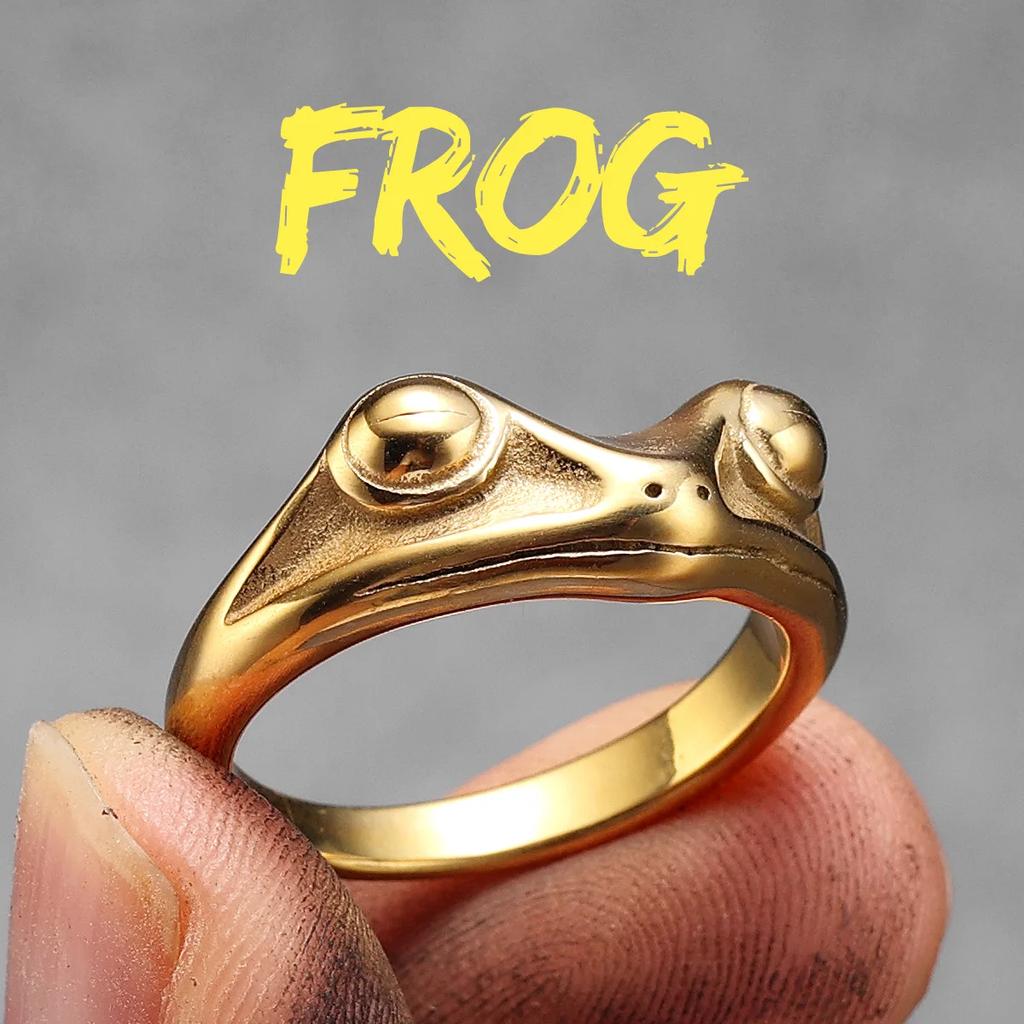 Frog Prince Men Rings Stainless Steel Women Jewelry Vintage Punk Rock Cool Stuff New Fashion Couple Accessories Gift