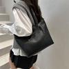 2026 Retro Chic Korean Style Large Capacity Solid Color Women's Shoulder Tote Bag