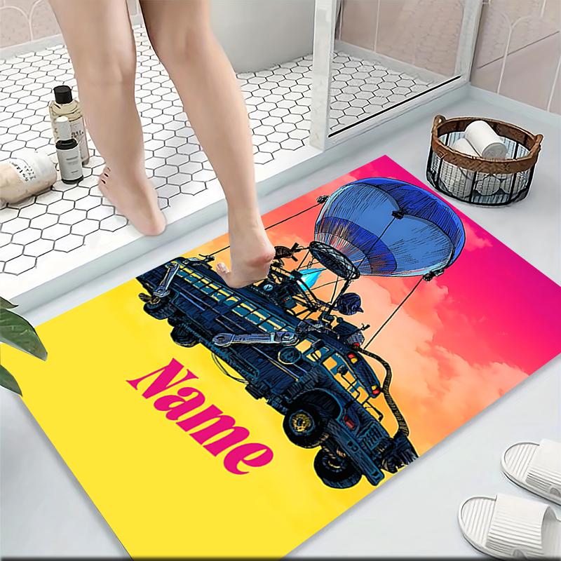 Custom Name Rainbow Fox Adventure Carpet Rug Customizable Soft Washable Anti-Slip Home Living Room Sofa Mats Personalized Rug. 0909161