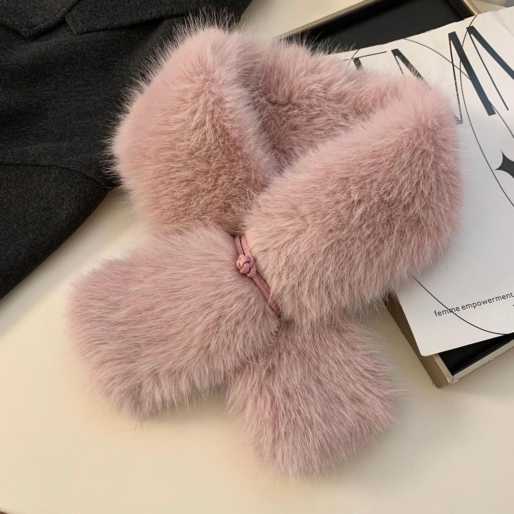 Autumn Winter Furry Scarf Fashion Versatile Fur Collar Scarf Thicken Warmth Neck Protection Shawl Wraps Crossing Plush Scarf New