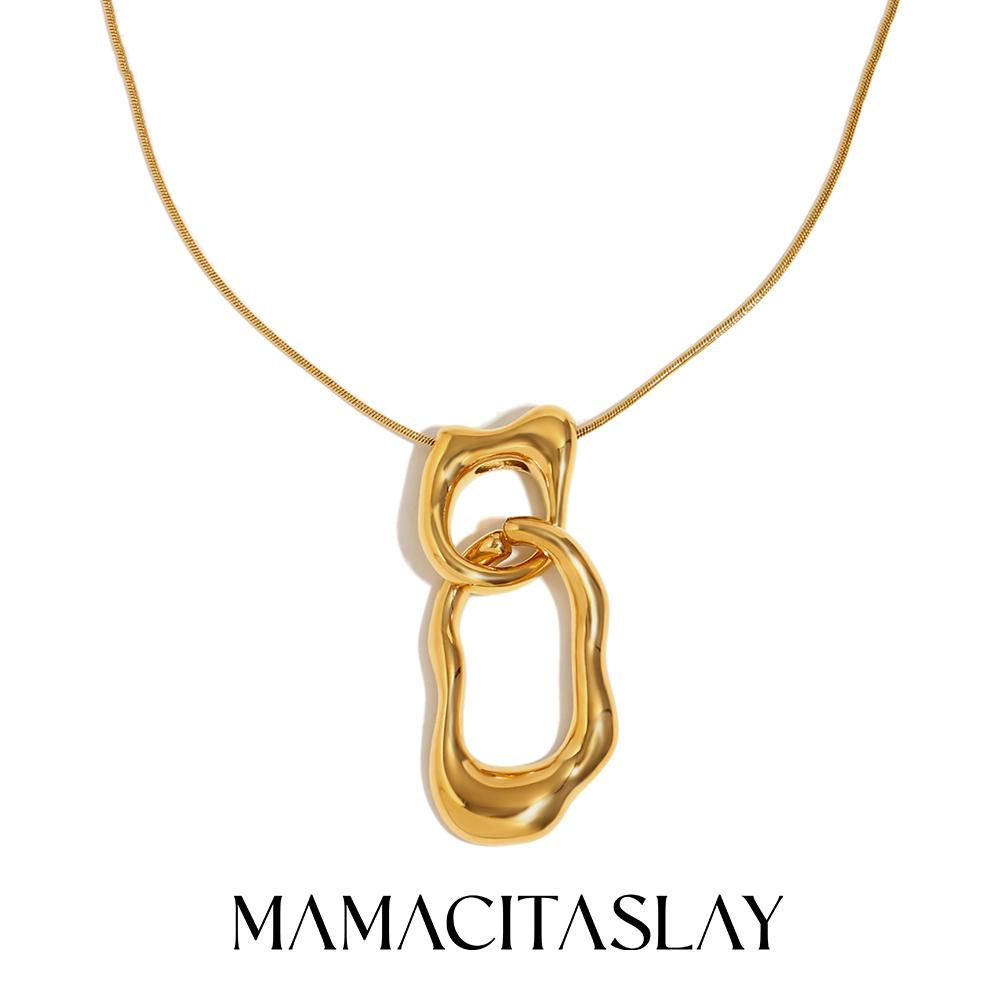 MamacitaSlay 316L Stainless Steel Geometric Pendant Necklace Party Waterproof Neck Jewelry Women's Charm Sweater Chain 2026 Gift