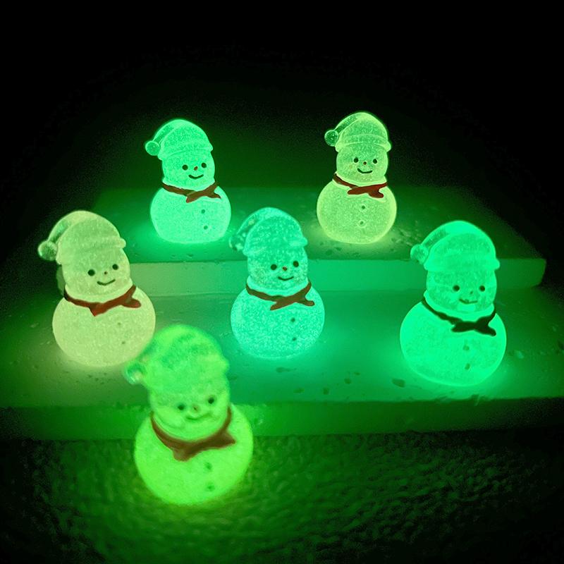 1Pc Luminous Micro Landscape Snowman Ornaments Diy Resin Christmas Garden Decoration Outdoor Patio Lawn Yard Garden Accessories