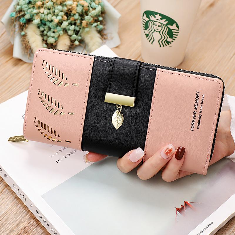 Women Wallets Long Wallet with Hollow-Out Leaf Design - Clutch Purse, Coin Pouch & Card Holder