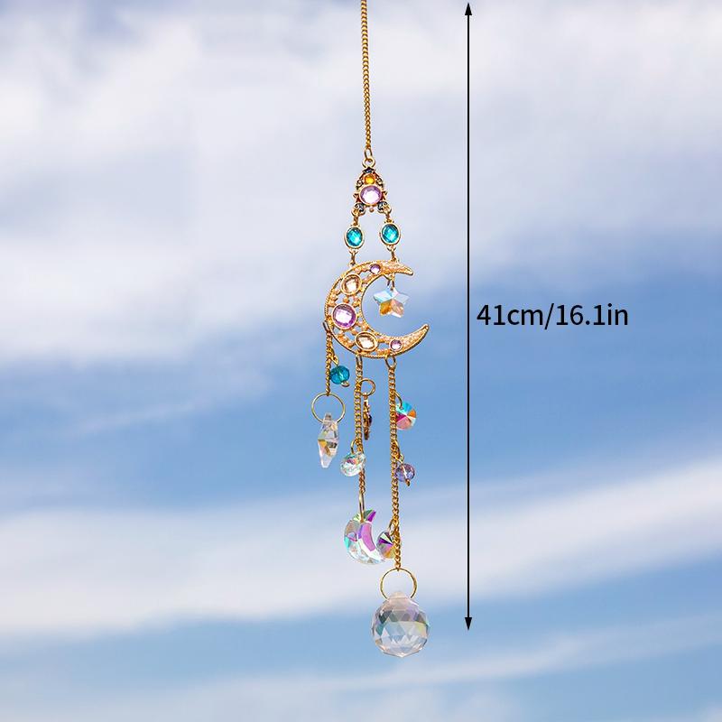 Hanging Crystal Wind Chimes Sun Catcher Fairy Butterflies Stained Glass Sun Catcher Window Drop Bell for Room Garden Decor