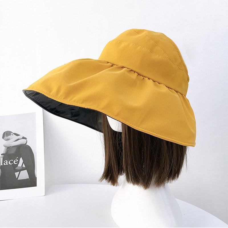 Vinyl Empty Top Sun Hat Women's Summer Sun Protection Hat UV Protection Face Bucket Hat Foldable Adjustment