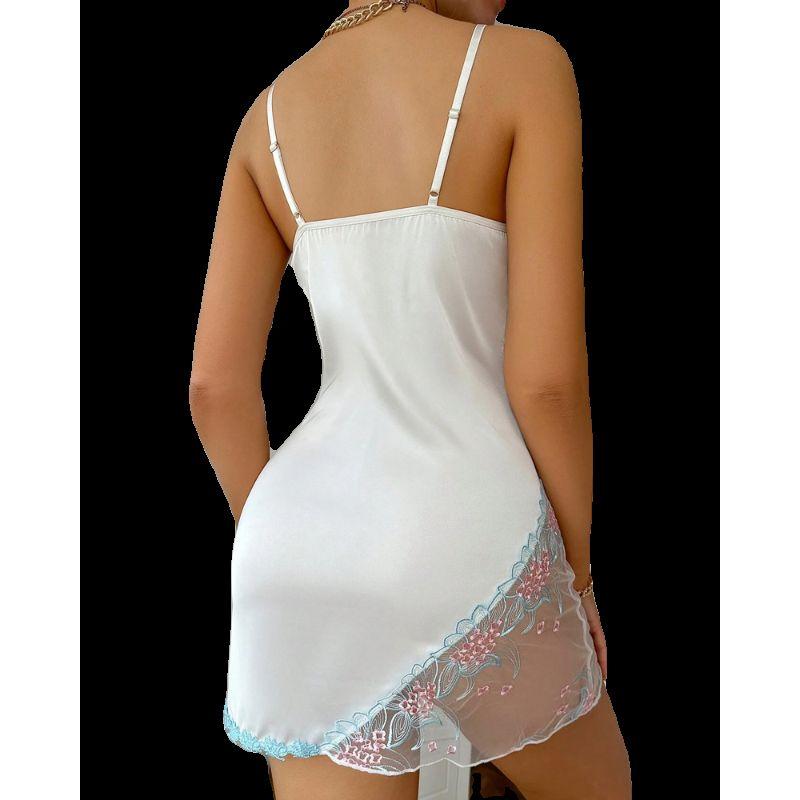 European and American Fashion Pure Desire Sexy Embroidered Mesh Patchwork Nightdress Set Women Sexy Mesh Skirt