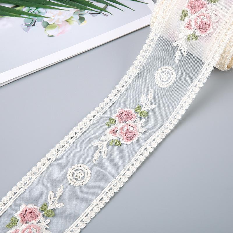 5 Yards Flower Embroidery Lace Ribbon For Bow Making Clothing Decor Sewing Fabric Craft Supplies Needlework Accessories