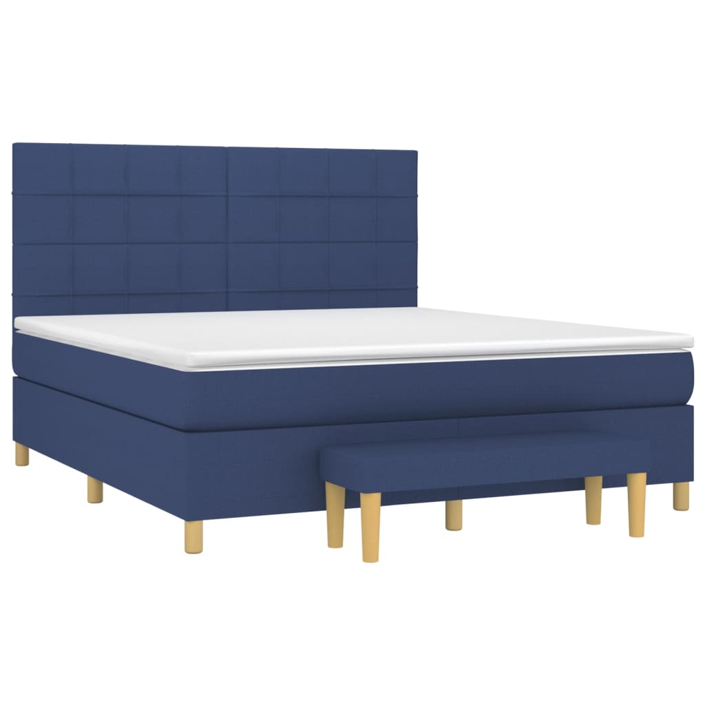 Box Spring Bed with Mattress Blue 160 x 200 cm Fabric