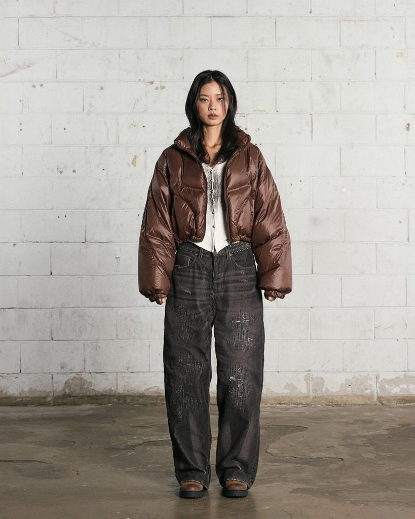 NO EXTRA TOUCH Rebuild Stitch Corduroy Pants (Brown) / 25Wtpt001Br