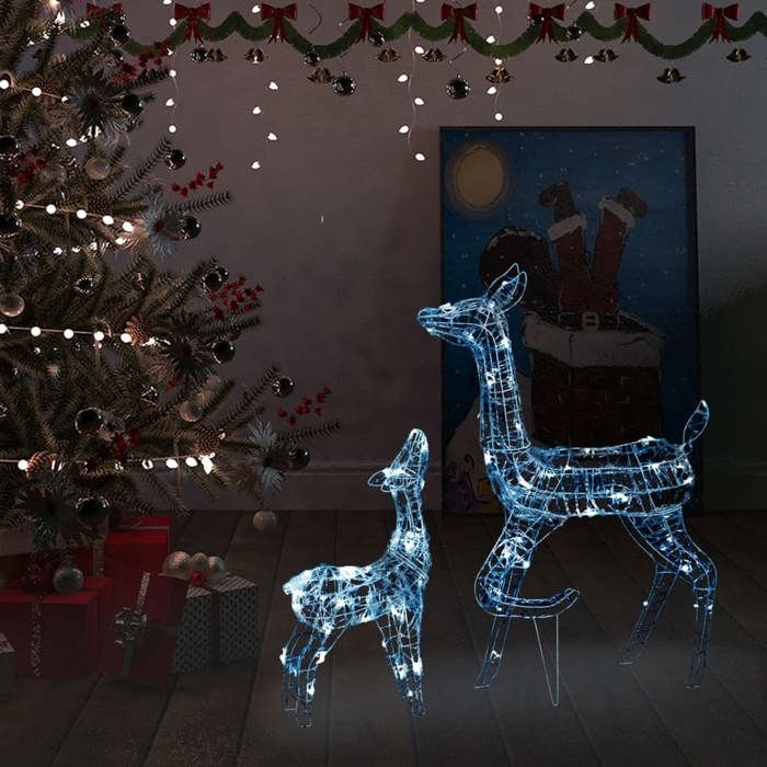 VidaXL Famille de Rennes de Décoration Rennes Lumineux Décoration de Noël Jardin Patio Arrière-cour Extérieur Intérieur 329790