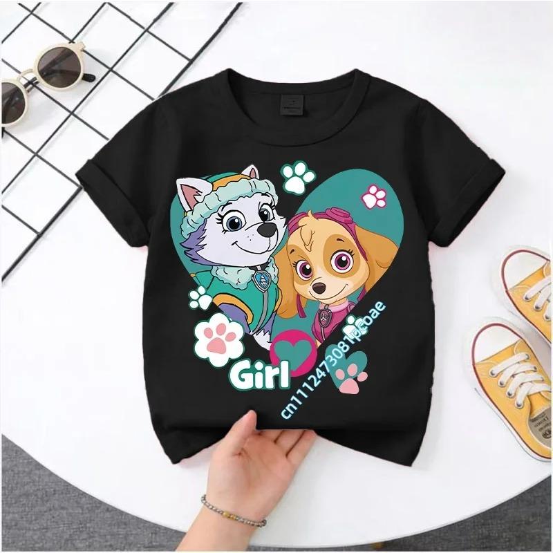 Hot Paw Patrol Kids T-shirts Kawaii Cartoon Character Printed Shirts Cute Boys Girls Casuals Tops Summer Birthday Clothing Gift