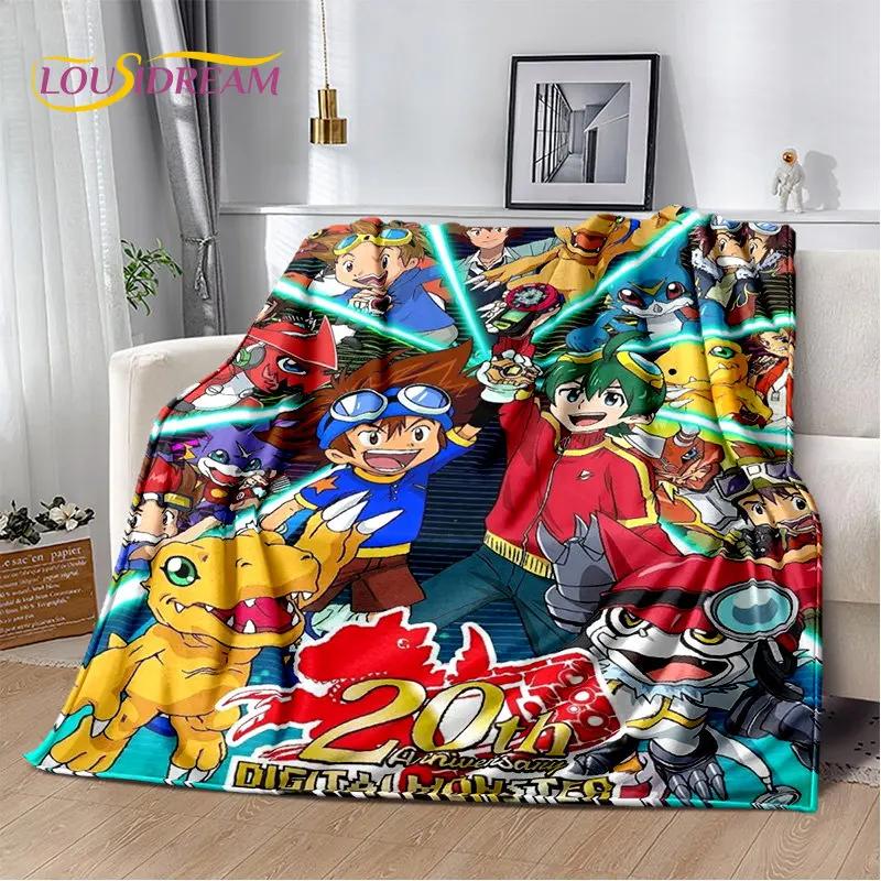 Kreslená přikrývka Digimon Adventure Monster Měkká plyšová deka, flanelová přikrývka Deka do obývacího pokoje Ložnice Pohovka Pohovka Piknikový povlak