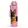 1PC German Shepherd Dog Head 750ml Color Plastic Sports Water Bottle Leakproof Flip Straw Lid Suitable for Sports Office Home Use