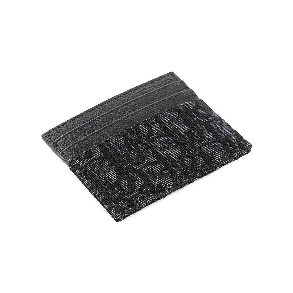 Dior Embroidered Classic Monogram Print Open Card Holder Men Card Holder Black 2ESCH135YSE_H03E
