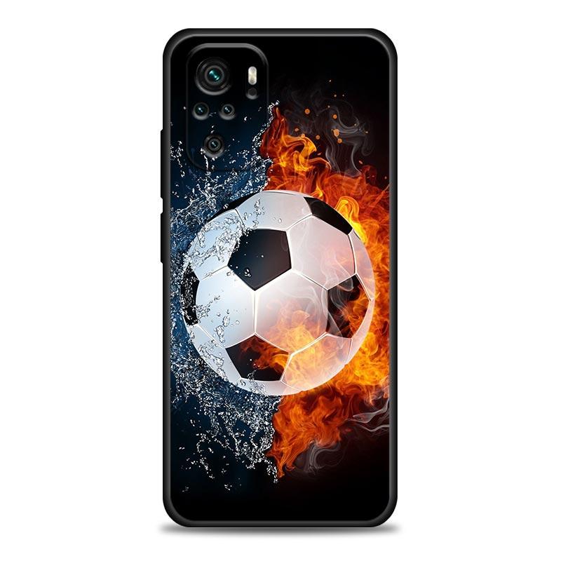 Fire Football Soccer Ball Phone Case For Xiaomi Redmi 15 15C 4G Note 15 14 13 Pro Plus 5G Soft Cover For Redmi Note 15Pro 14PRO