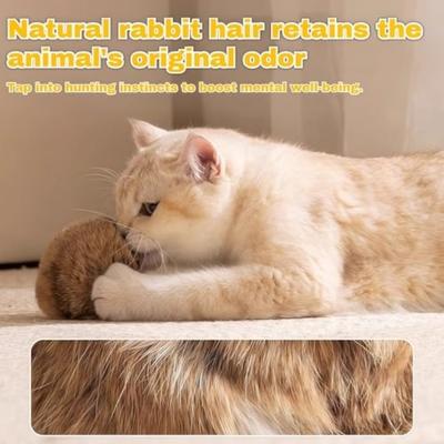 Gifts Self-entertaining Rabbit Fur Ball Cat Training Pet Supplies Soft Fluffy Cat Ball Pet Prey Ball for Kicks Chase Games