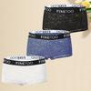 FINETOO 3Pcs/Set Mid-Waist Underpants Lace Boxer Briefs For Women Sexy Transparent Underwears Comfortable Soft Panties S-XL Size