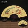 10-Zoll-Vintage-Bambusfächer, chinesischer faltbarer Seidenstoff-Fächer, Muster, Kunsthandwerk, Hochzeit, Tanz, Handfächer