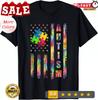 2025/Autism Awareness Vintage American Flag Design Unisex T-Shirt Unisex T-Shirt