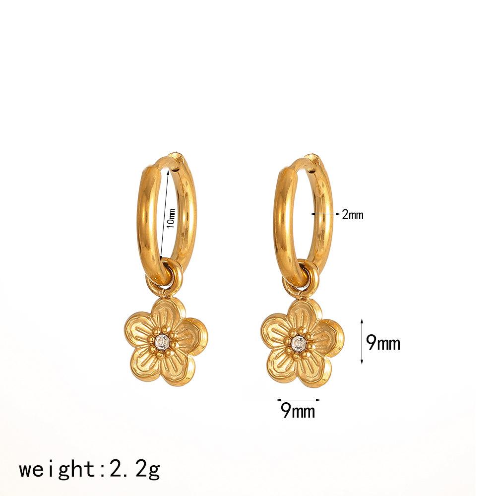 Fashion Creative Delicate Stainless Steel Flower Bracelet Earring Set for Women Party Birthday Daily Cute Romantic Zircon Gift