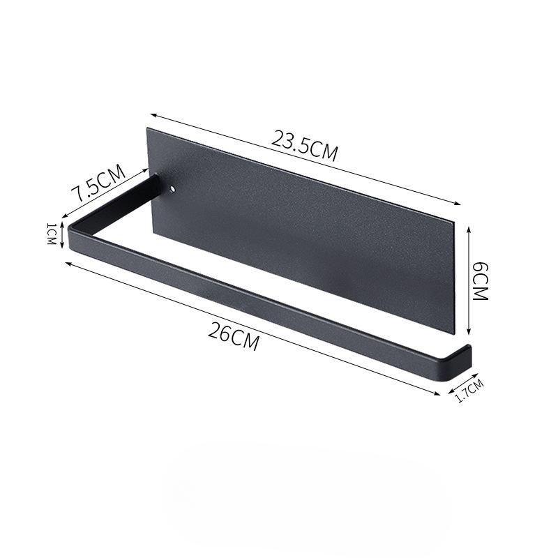 

Підвісна стійка для рулонного паперу на шафі Без перфорації Настінна кухонна стійка для паперових рушників Домашня ганчірка Пластикова плівка Стелаж для зберігання 23.5*7.5*1cm чорний
