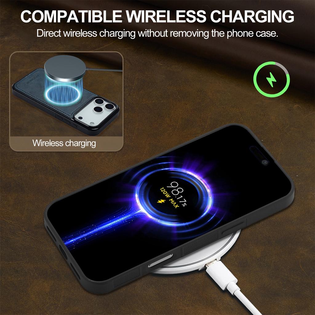 LC.IMEEKE For iPhone 17 Pro Max Magnetic Case Compatible with MagSafe Leather+TPU Back Cover