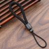 Luxury Black Ebony Wood Keychain with Silver Inlay Threads - Elegant Anti-Lost Pendant Rope.