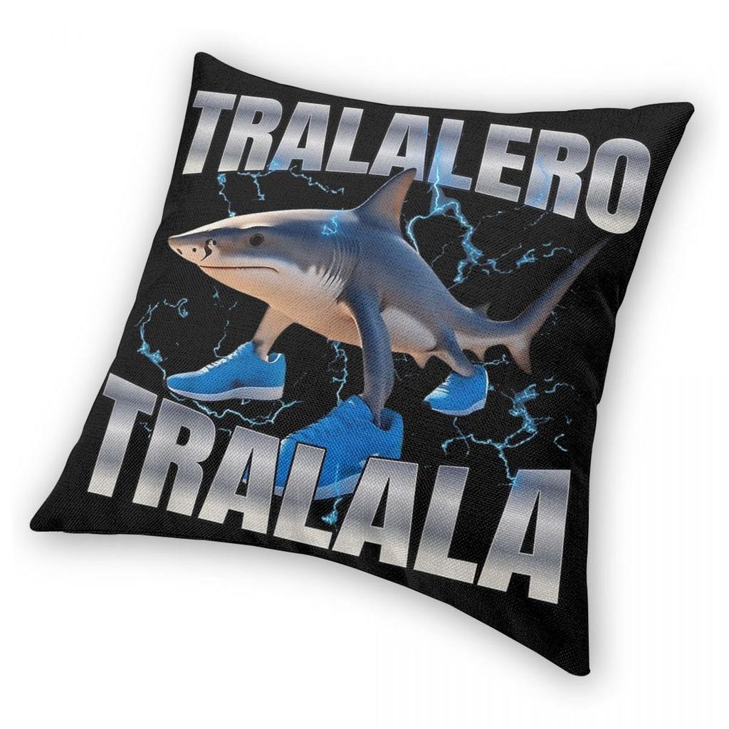 Tralalero Tralala Funny Shark Meme Pillowcase Printing Polyester Cushion Cover Decor Italian Brainrot Memes Pillow Case Cover