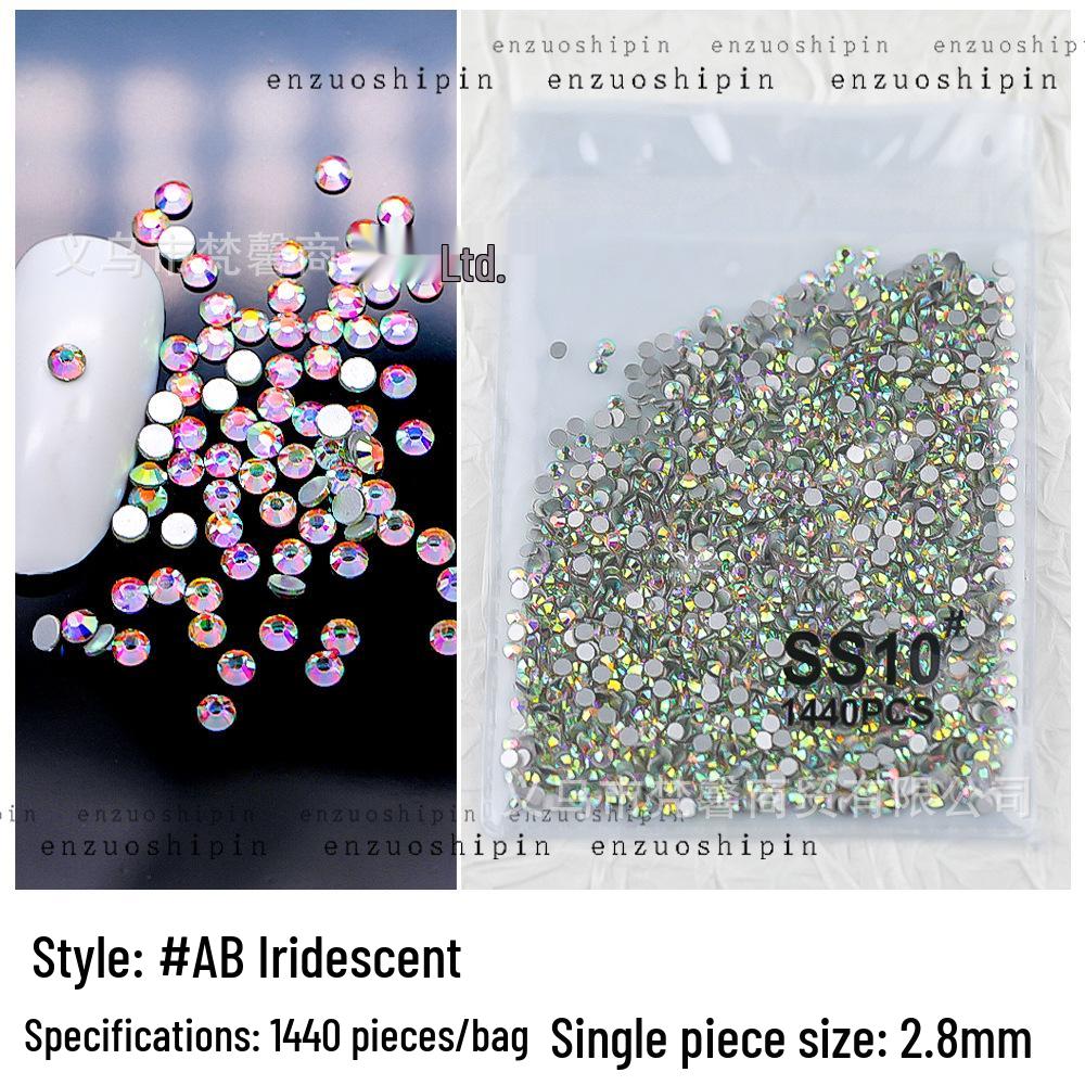 Super Shiny Nail Art Rhinestones: Clear White AB Color, Flat-Back, Various Sizes Round Decorations