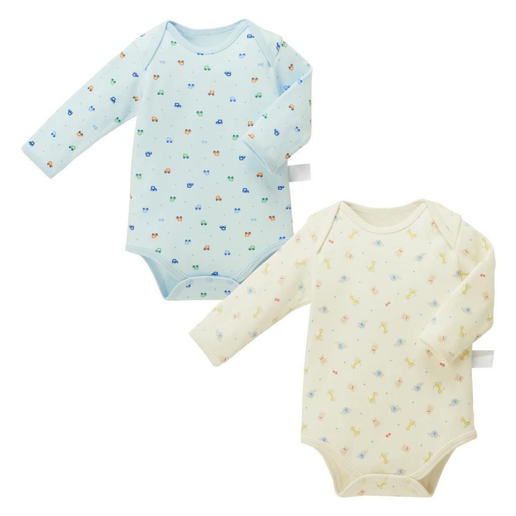 MIKI HOUSE HOT BISCUITS Long Sleeve Body Shirts Set (Pullover Style) 2-Piece (90cm, Multicolor) 74-9932-570