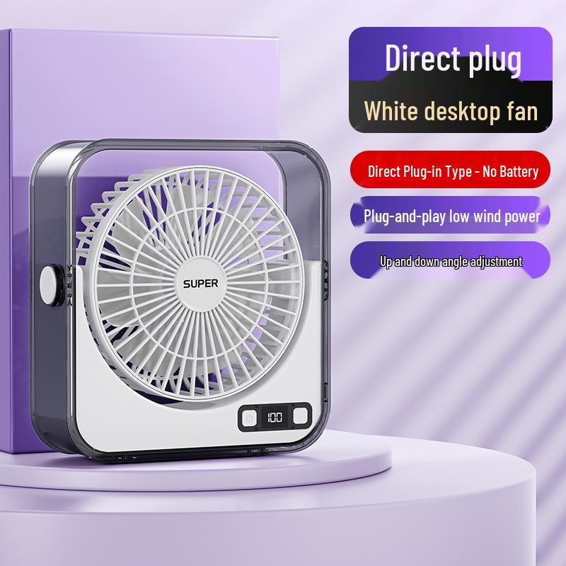 Compact USB Rechargeable Fan with Strong Wind and Smart Digital Display Digital Display Light Fan