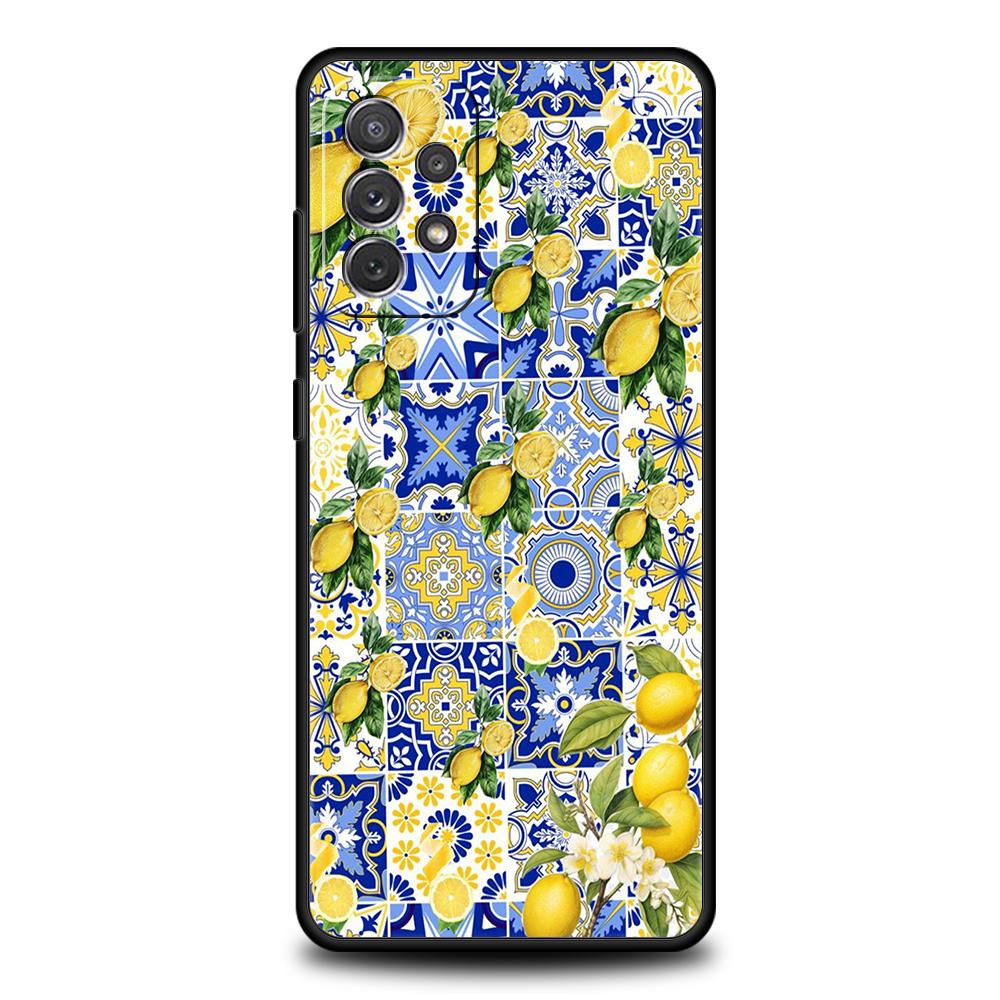 Phone Case for Samsung Galaxy A55 A53 A52 A52S A51 A41 A35 A32 A25 A23 A15 A13 A71 A72 Soft TPU Fresh Summer Fruit Lemon Cherry