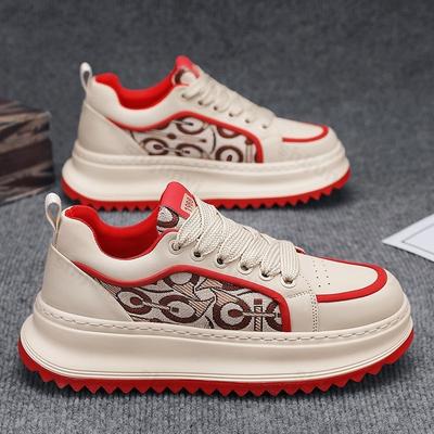 Men Sneaker Designer Board Shoes Casual Microfiber Leather Fabric Breath Height Increased Outdoors Flat Platform Shoes