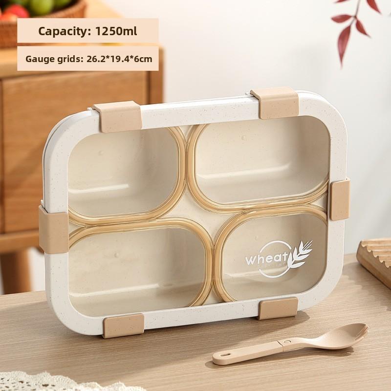 Wheat Straw Bento Box With Three Compartments For School And Office Lunches Nonmicrowave Safe