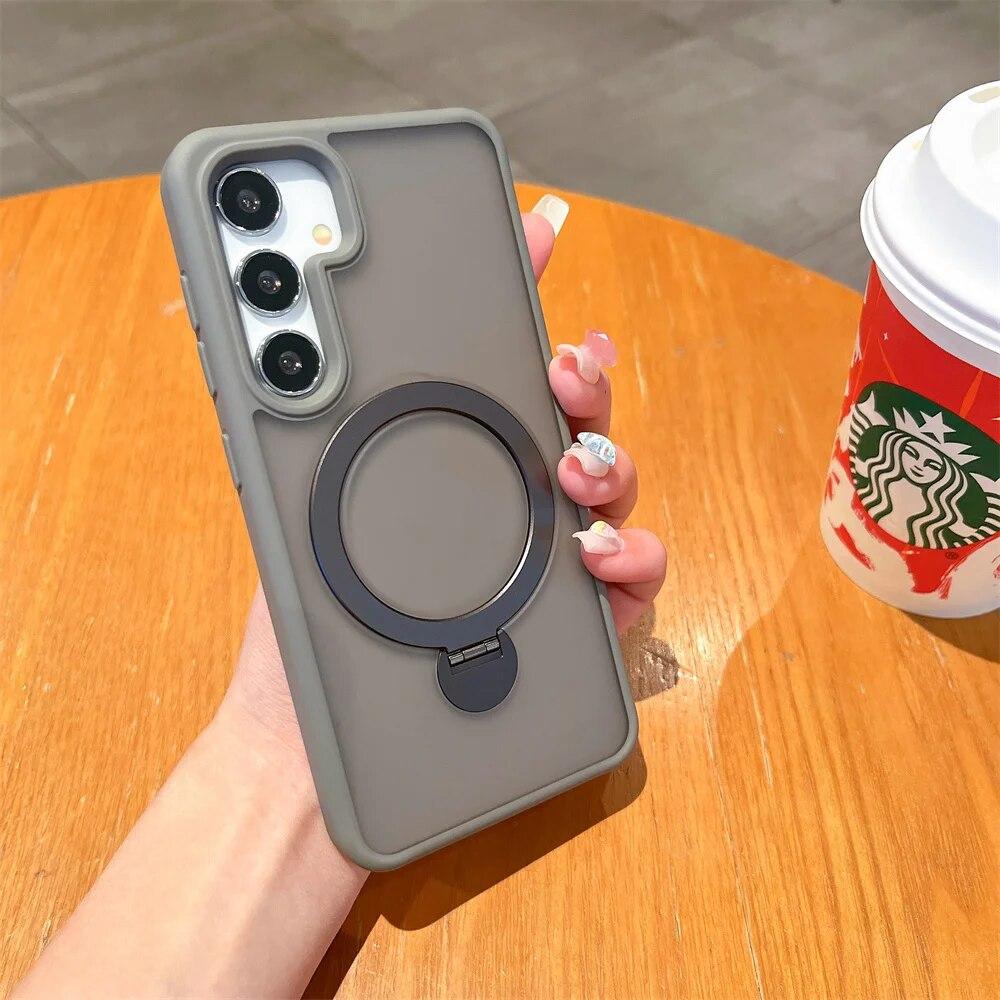 

Чехол-кронштейн Magsafe для Samsung S24 Ultra S24 Plus S23, ультрамагнитный чехол-держатель для Galaxy S24, матовый прозрачный жесткий чехол S24Ultra серый