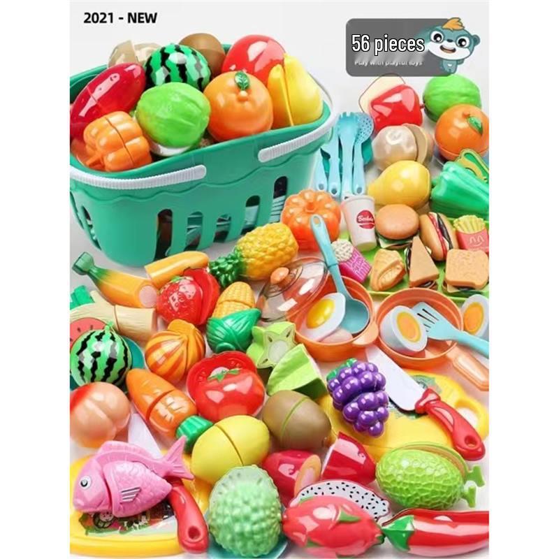 Kids' Velcro Fruit & Veggie Cutting Set - Magnetic Dollhouse Toy for Boys & Girls