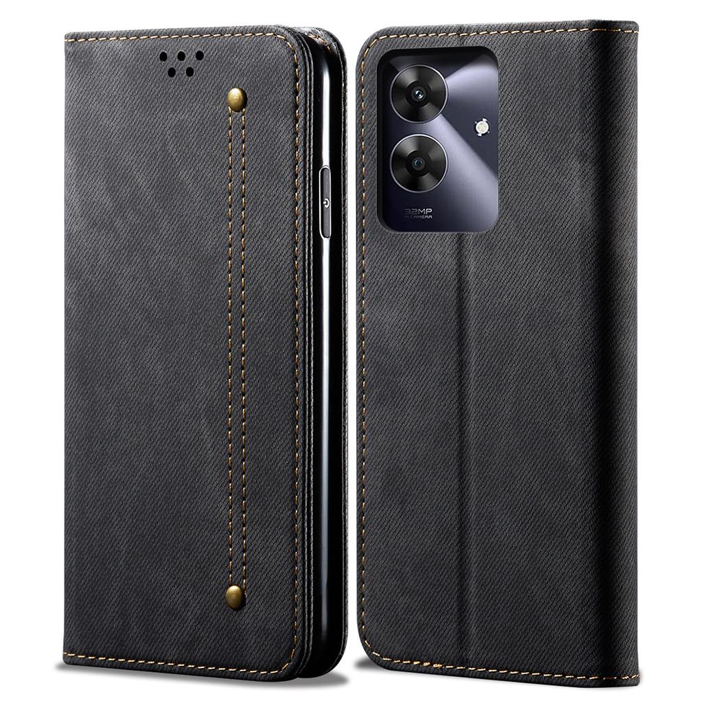 For Realme Note 60/Narzo N63 4G/C61 (India) 4G/Note 60x 4G/C63 4G/C61 4G Case Jeans Cloth Texture Leather Stand Phone Cover