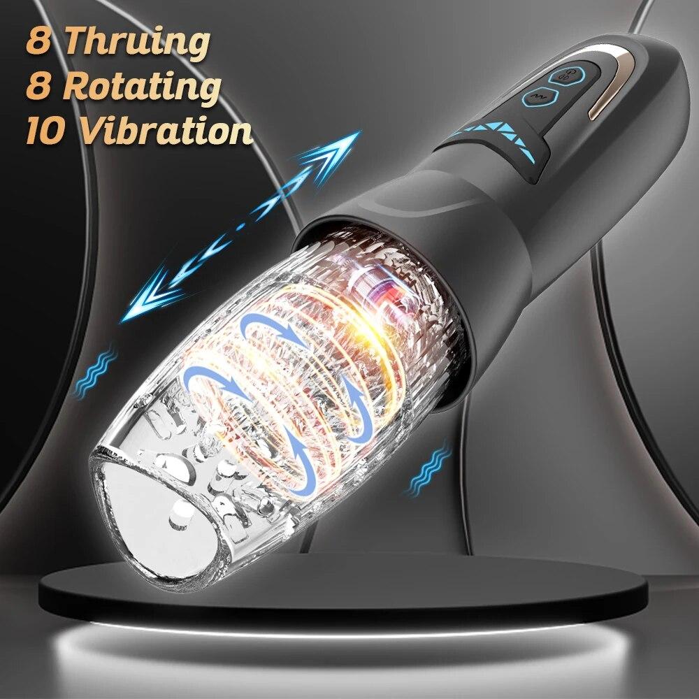 2025 New Automatic 8 Rotating 10 Vibratioh Electric Piston Rotating Sucker Male Blowjob Masturbator Cup Vagina Dildo Real Oral Vibrator Sex Toys