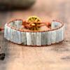 European and American natural stone bohemian cowhide rope handmade beaded woven winding bracelet bracelet
