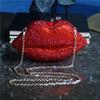 Dinner Bag Women's Lip Chain Bag European and American Style Diamond-set Nightclub Hand-held Party Rhinestone Bag Party Bag